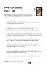 English Worksheet: DW Documentaries Digital Food