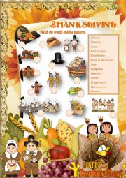 English Worksheet: Thanksgiving-matching exercise