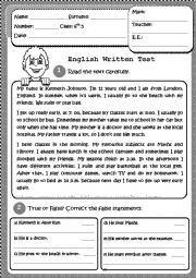 English written test on Daily Routine