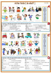 English Worksheet: Action Verbs