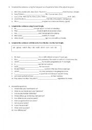 COMPARATIVE AND SUPERLATIVE ADJECTIVES, PRESENT SIMPLE, PAST SIMPLE, PERSONAL QUESTIONS