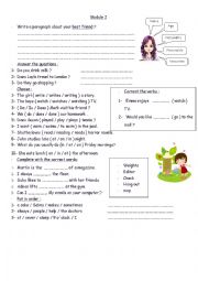 English Worksheet: revision for module 2