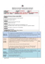 English Worksheet: lesson plan for the first day of class