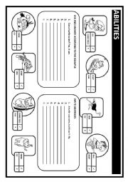 English Worksheet: Abilities with CAN