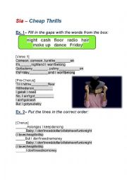 English Worksheet: Sia - Cheap Thrills