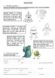 English Worksheet: Monsters