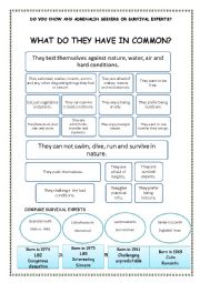 English Worksheet: SURVIVAL EXPERTS