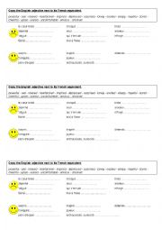 Matching adjectives