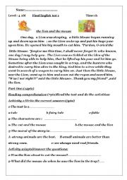 English Worksheet: test about fables