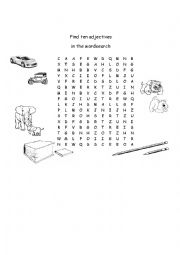 English Worksheet: Opposite Adjectives Wordsearch