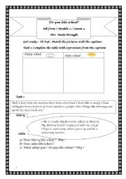 English Worksheet: do you like school ? Module 2 Lesson 4 / 8th form