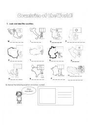 English Worksheet: COUNTRIES AROUD THE WORLD