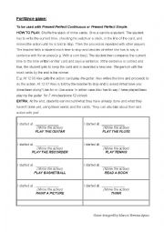 English Worksheet: Present perfect game