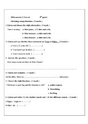 English Worksheet: 8th Midsemester 2 test1 