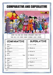 English Worksheet: Comparative and Superlative - Dragon Ball Super