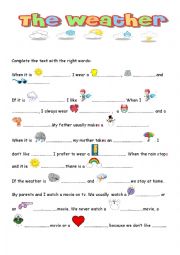 English Worksheet: The weaather