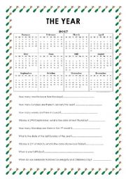 English Worksheet: days and months