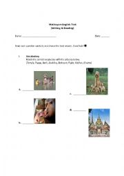 English Worksheet: Preposition and Vocabulary