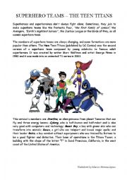 English Worksheet: Superhero Teams Lesson Plan