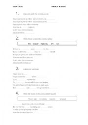 English Worksheet: Million reason Lady Gaga