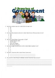 English Worksheet: 3 Branches of Government