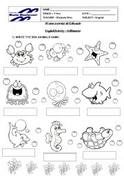 English Worksheet: Sea Animals