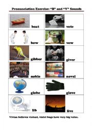 English Worksheet: consonant sound b vs v