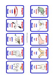 English Worksheet: Plurals Go Fish! Game Cards 1-40 (of 70)