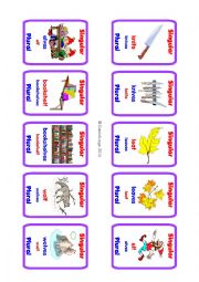 English Worksheet: Plurals Go Fish! Game Cards 41-70 (of 70)