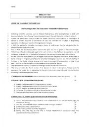 English Worksheet: WRITTEN COMPREHENSION IMMIGRATION TO CANADA