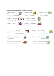 Preposition of Place exercise 