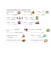 English Worksheet: Preposition of Place exercise 