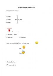 English Worksheet: CLASSROOM LANGUAGE