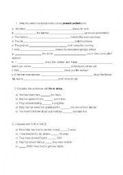 English Worksheet: Exercises : Present Perfect. 