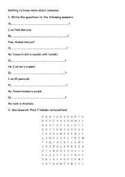 English Worksheet: Getting to know someone better