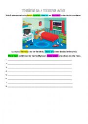 English Worksheet: There Is There Are _Describing a Room