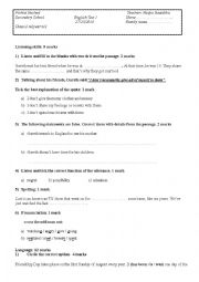 English Worksheet: Mid term test 1 2nd year secondary education