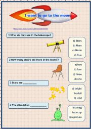English Worksheet: I want to go to the moon
