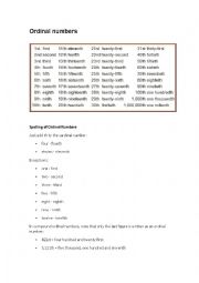 English Worksheet: Ordinal numbers