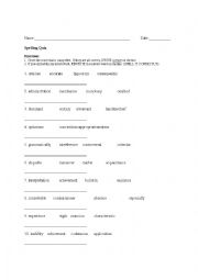 English Worksheet: Vocabulary Quiz 1