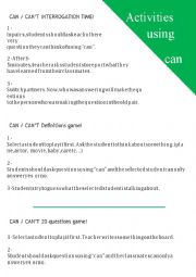 English Worksheet: Activity using Can