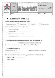 English Worksheet: Sfax Pioneer Prep School Mid Semester 2 Test N1