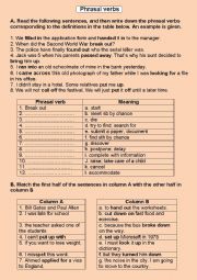 English Worksheet: phrasal verbs