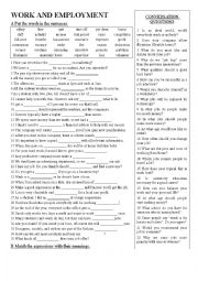 English Worksheet: Work and employment