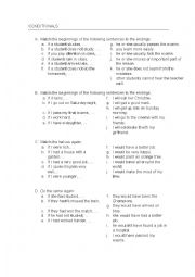 English Worksheet: Conditionals (with key)