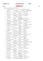 English Worksheet: Influence 12 Unit 6 Vocabulary Quiz