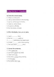 English Worksheet: Grammar (article/pronoun) for G 1, 2
