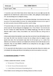 English Worksheet:  full term test n 3 2nd year 