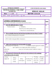 English Worksheet: test2 second year tunisian students