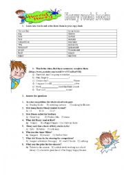 Worksheet for the cartoon Horrid Henry